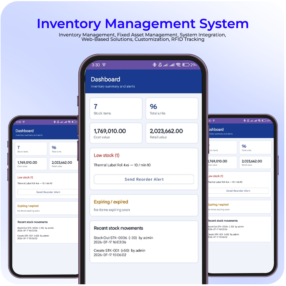 Inventory Management System mobile dashboard mockup