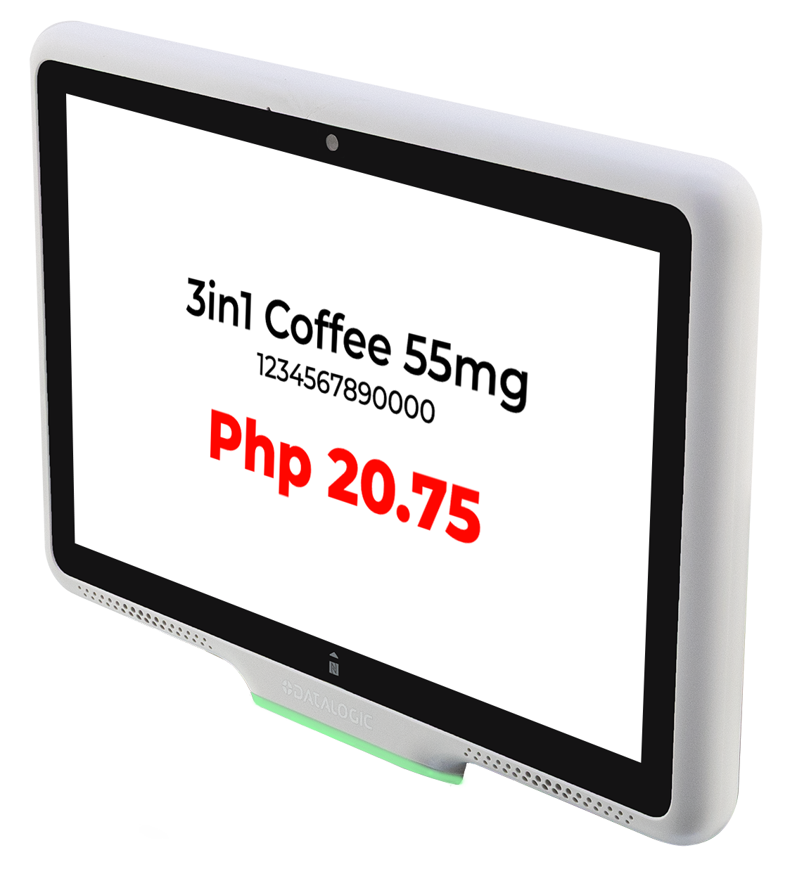 Price Verifier showing a scanned item name, barcode, and price